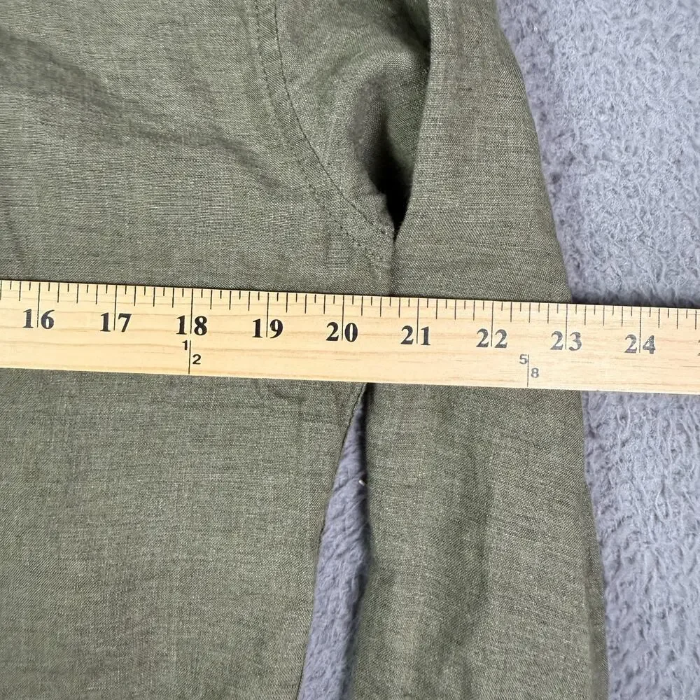 Banana Republic Shirt Mens S Green Long Sleeve 100% Linen Button Up Summer